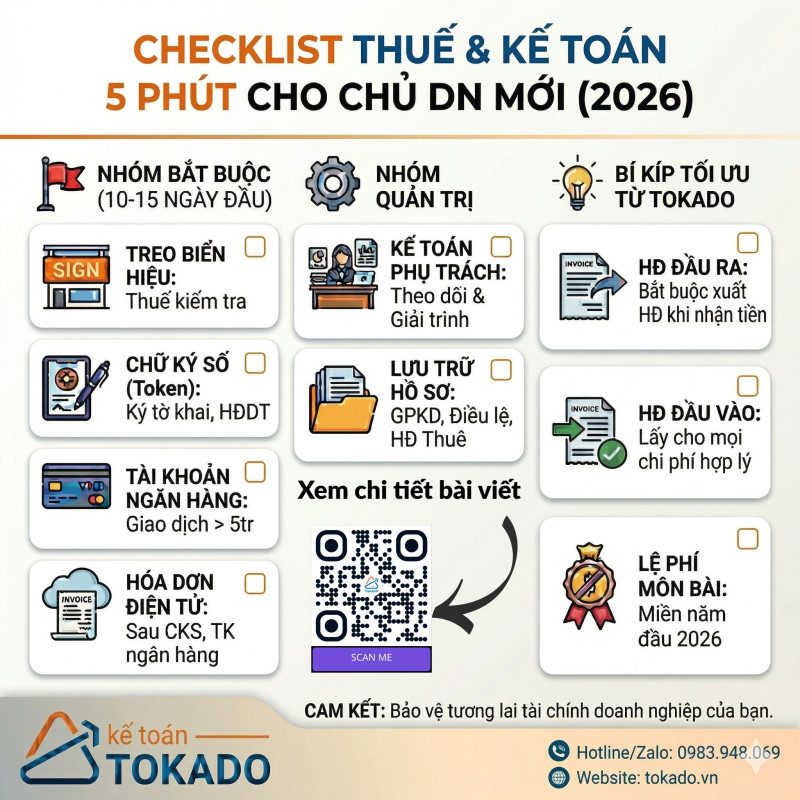 5 phút nắm trọn Checklist thuế cho chủ DN mới
